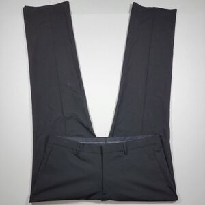 Theory Men's Dress Pant Flat Front Black Wool Spandex Stretch Size 37 Unfinished